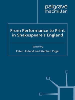 cover image of From Performance to Print in Shakespeare's England